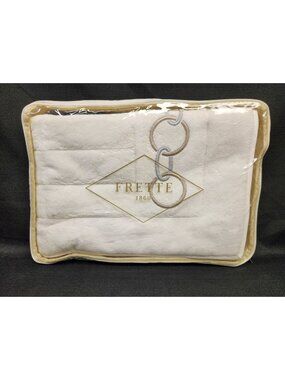 Frette Links Embroidery Bath Mat 54 in x 87 in White Beige Silver Cotton NEW!